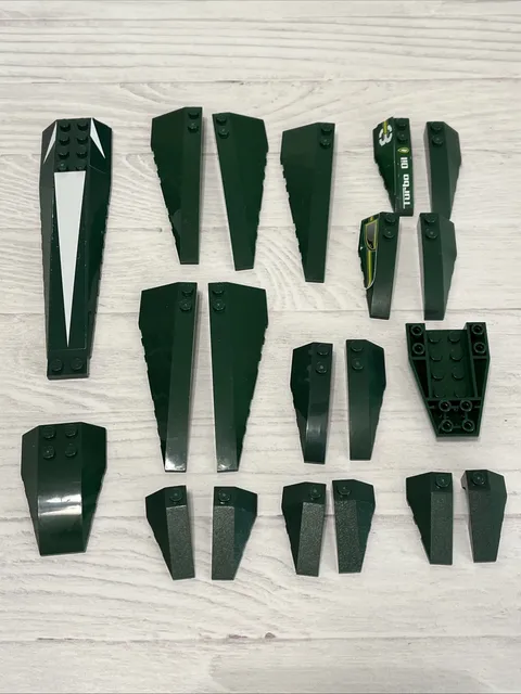 LEGO DARK GREEN LOT 20 PCS WEDGE SLOPE LEFT RIGHT VARIETY BUILDING PIECES