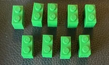 LEGO Lot 9 Brick Part 3004 Green 1x2 Replacement Bricks