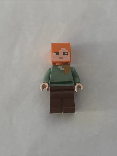 LEGO Minecraft Alex Minifigure Loose with Stand Green Shirt Brown Legs