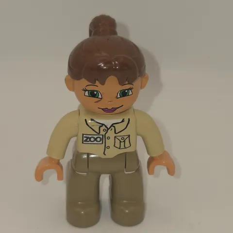Lego Duplo Building Block Figure WOMAN ZOO KEEPER Brunette Pony Tail