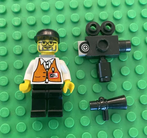 Lego City Town Studio Director Minifigure (stu002) Camera Clapboard Studios