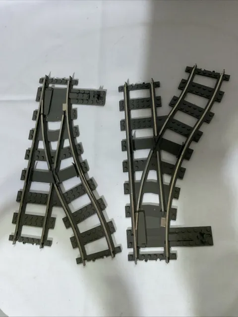 Lego 2861 Dark Gray Train Track 9V Switch Lot Of 2 Left & Right 9V