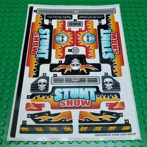 LEGO Sticker Sheet for Set 42106 Stunt Show Truck & Bike New Authentic Decals