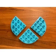 LEGO Duplo Medium Azure 4x4 Corner Curved Plate Bricks 98218 Lot of 3 Pieces