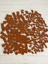 LEGO LOT DARK ORANGE 224 PCS 2X2 1X2 PLATE CENTER STUD VARIETY BUILDING PIECE