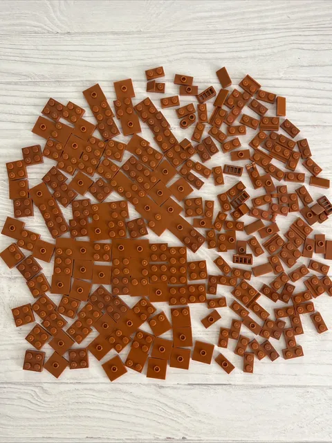 LEGO LOT DARK ORANGE 224 PCS 2X2 1X2 PLATE CENTER STUD VARIETY BUILDING PIECE