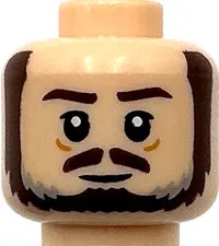 Lego New Light Nougat Minifigure Head Dual Sided Dark Brown Eyebrows Moustach