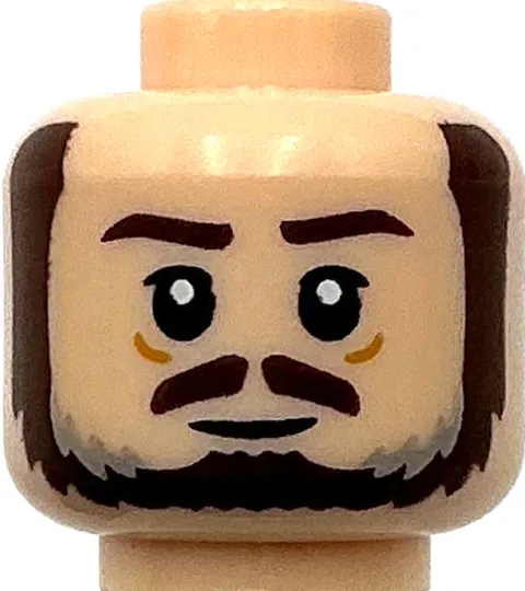 Lego New Light Nougat Minifigure Head Dual Sided Dark Brown Eyebrows Moustach