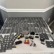 Lego 9v train track lot, Vintage Tracks 42 Curved & 8 Straight & 2 Switch Right