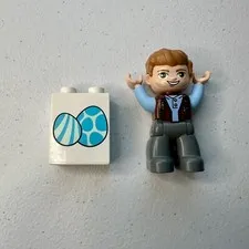 Lego Duplo Building Block Figure Jurassic World OWEN GRADY & Double Egg Warn Pc