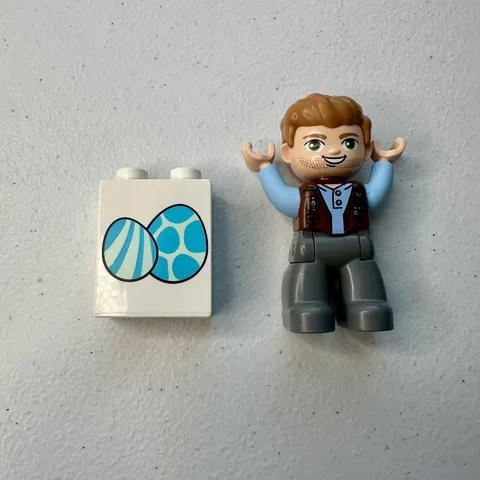 Lego Duplo Building Block Figure Jurassic World OWEN GRADY & Double Egg Warn Pc