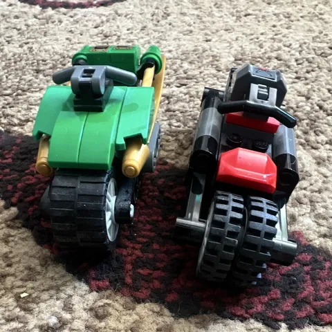 LEGO Motorcycle Vehicle Lot of 2 Multicolor Plastic Bikes w/ Printed Parts