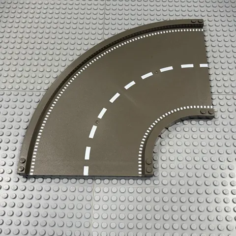 Lego Baseplate, Road 24 x 24 Ramp Curved (16w surface) White Stripe (30402px1)