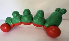 * Vintage * Lego Duplo Primo Green Caterpillar Red Wheels Flexing Rolling Toy