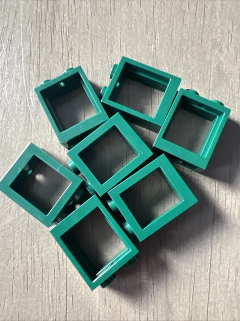 LEGO 60592 Dark Green Window 1 x 2 x 2 Flat Front - 7 Pieces
