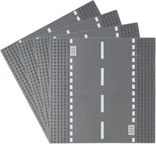 Classic Road Base Plates, City Street Straight Road Building Kit, 10 x 10 Inches