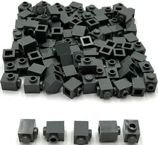 Lego 100 New Dark Bluish Gray Bricks Modified 1 x 1 with Stud on Side Parts