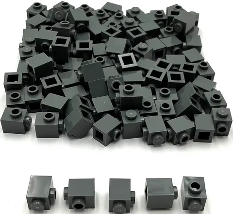 Lego 100 New Dark Bluish Gray Bricks Modified 1 x 1 with Stud on Side Parts