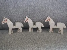 Lego WHITE HORSE figure (lot of 3) 4493 Vintage Castle Knights Western