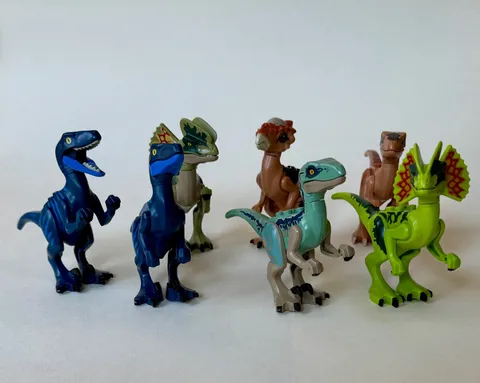 Lego Jurassic Park/World Raptor Lot Of 7 - Dilophosaurus, Stygimoloch, Raptors