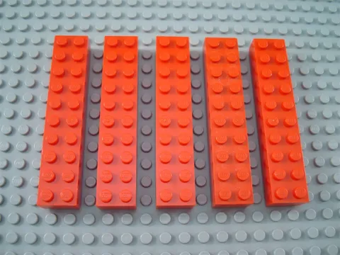 LEGO Lot of 5 Red 2x10 Bricks