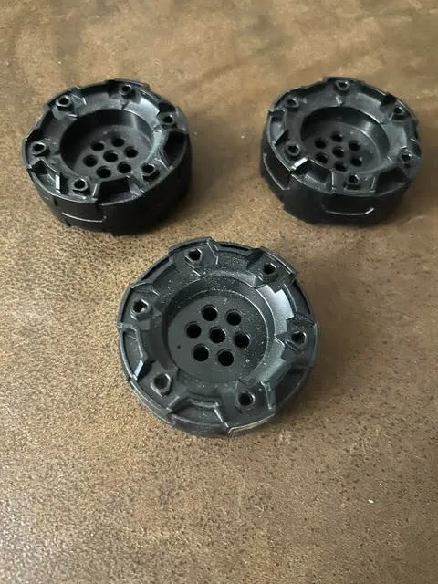 Lego 11094 black Wheel Hard Plastic, Treaded with 7 Pin Holes and 6 Bar Holes x3