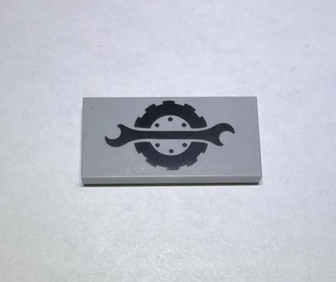 Lego Medium Stone Grey 2x4 Printed Tile Wrench Mechanic Sign New City Tool 333
