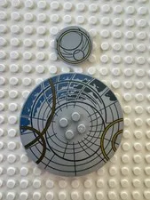 LEGO Tile, Round 8x8 with 4 Studs in Center with Gold Circles 6177pb017