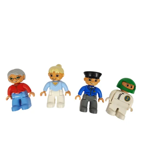 LEGO Duplo Figures Grandma Mom Policeman Race Car Driver Set Lot