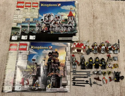 LEGO Kingdoms Minifigure Lot Lion Dragon Knights + Accessories Manuals 7946 7947