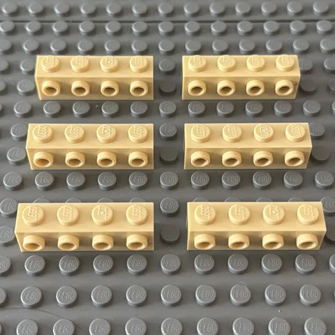 Lego Lot Tan 30414 Brick Special 1 x 4 with 4 Studs on One Side (lot of 6)