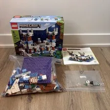 LEGO Minecraft The Ice Castle 21186 w/ Box & Manual Incomplete Missing 4 Pieces