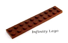 12 LEGO Reddish Brown Plate 2 x 10 (3832) - (12 Pieces)
