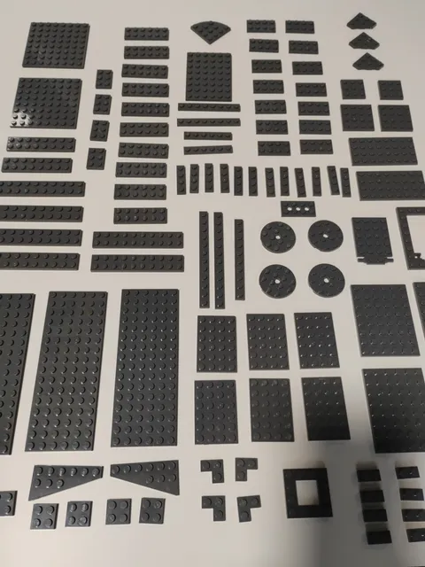 LEGO Blocks Dark Gray Flat Pieces QTY 136 Pieces 