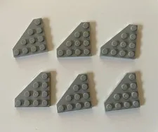 LEGO LIGHT GRAY WEDGE PLATE 4x4 CUT CORNER (6 pieces) #30503 Parts Building