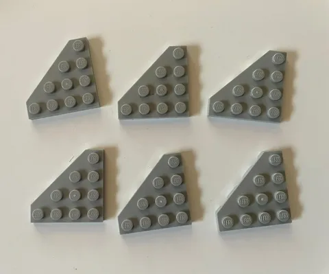 LEGO LIGHT GRAY WEDGE PLATE 4x4 CUT CORNER (6 pieces) #30503 Parts Building