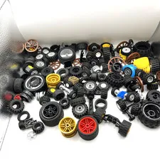 LEGO Wheels Tires Axles Bulk Lot Assorted Sizes Rims Vehicle Parts Rims 002