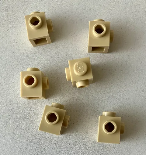 Lego 6x Brick Modified 1x1 w/ Stud on 2 Sides Adjacent TAN #26604