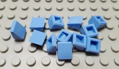 LEGO Lot of 12 Medium Blue 1x1x2/3 Mini Roof Slope Pieces