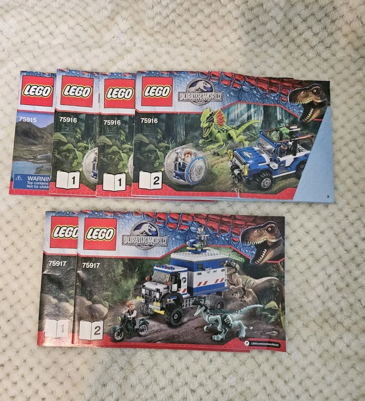 Lego Jurassic World  Lot Of 6 Instruction Manuals Only