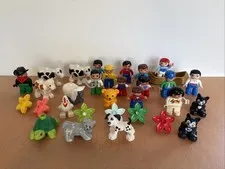Lego duplo mixed Lot Of 24 figures animals people Disney Ariel + 6 Flowers Dog
