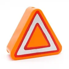LEGO DUPLO Warning Triangle Orange Red Silver Shimmering Road Sign 42025pb01