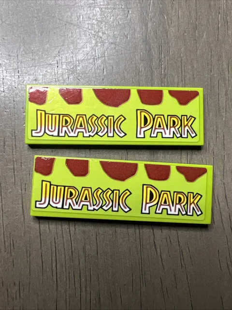 LEGO Jurassic Park Lime Green 2x6 Tiles Triceratops Research 76959 - 2 Pieces
