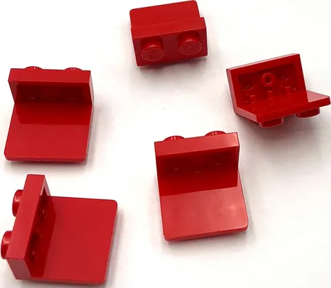 Lego 5 New Red Brackets 1 x 2 - 2 x 2 Parts