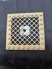 LEGO Plate, Modified 8 x 8 with Grille and Hole in Center, Dark Tan, 4151b