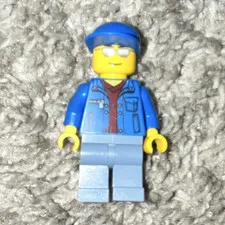 LEGO Plastic Minifigure Blue Cap Hat Blue Jacket Light Blue Legs Pants