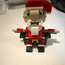 LEGO Custom Built Santa Claus Minifigure-Style Christmas Figure, Multicolor