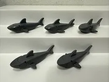 LEGO Shark Lot of 5 Dark Gray 14518c01 Animal Debossed Gills & Eyes