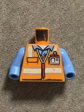 Lego Orange Torso Safety Vest with Reflective Stripes over Medium Blue Shirt ID
