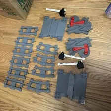 Lego Duplo Train Track Dark Gray 20 Piece Lot ~ many fancy parts